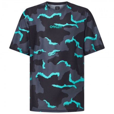 Camiseta Oakley Ride Free Ss (Camo Negro/Menta/Gris)