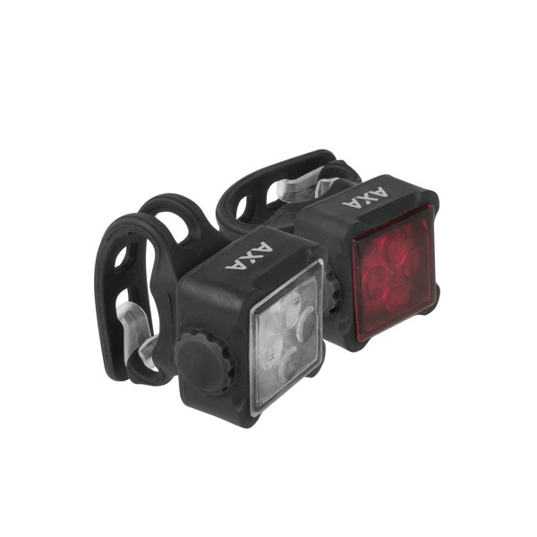 AXA Luce Kit Niteline 44-Rd - Kit Anteriore e Posteriore con 4 Led, Ricarica USB