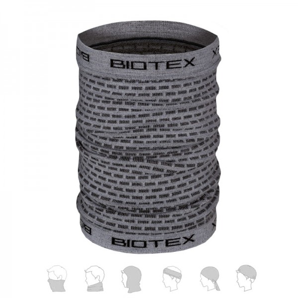 Calentador de cuello tubular Biotex Merino Grey Ice