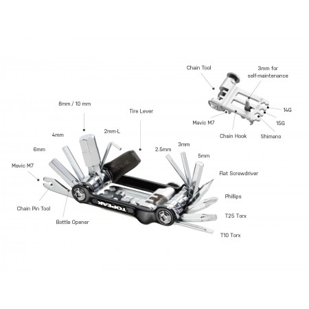 Multiattrezzo Topeak Mini 20 Pro (23 Funzioni) Silver Con Custodia