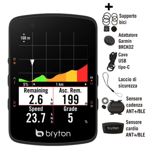 Bryton Ciclocomputer Rider 550D Con CAD e HRM