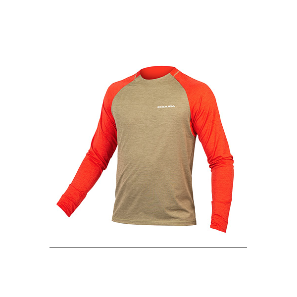 Long Sleeve Endura Singletrack L/S Jersey (Red/Brown)