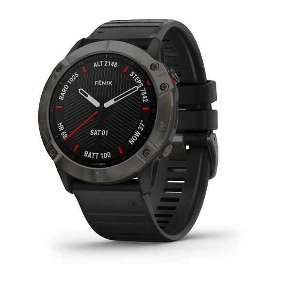 Orologio GPS Garmin Fenix 6X PRO Sapphire Lunetta Carbon Gray DLC con Black Band